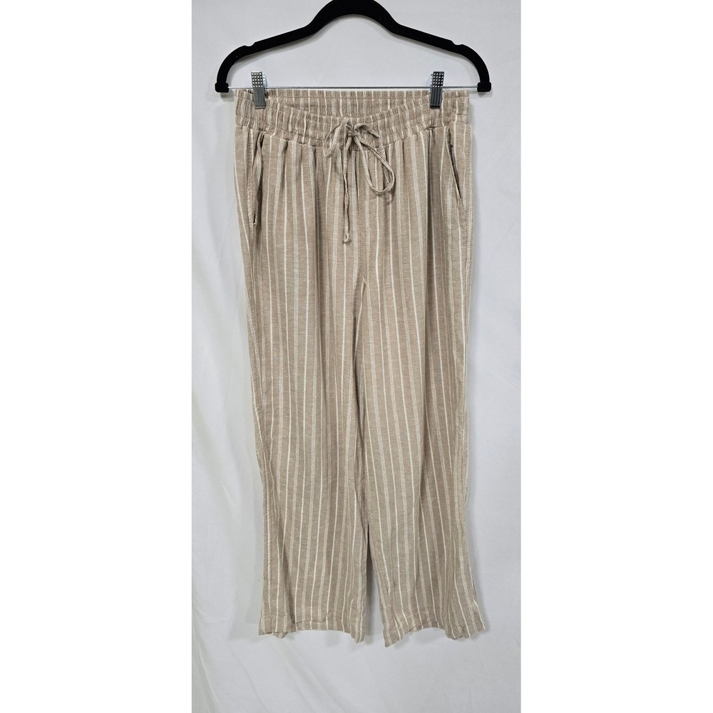 Briggs women M wide leg pants linen blend stripped palazzo pants retro‎ resort